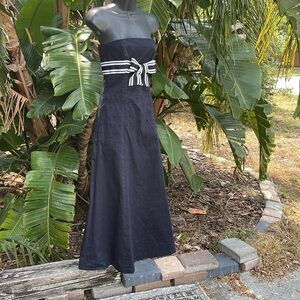 Worth strapless eyelet lace dress with a bow